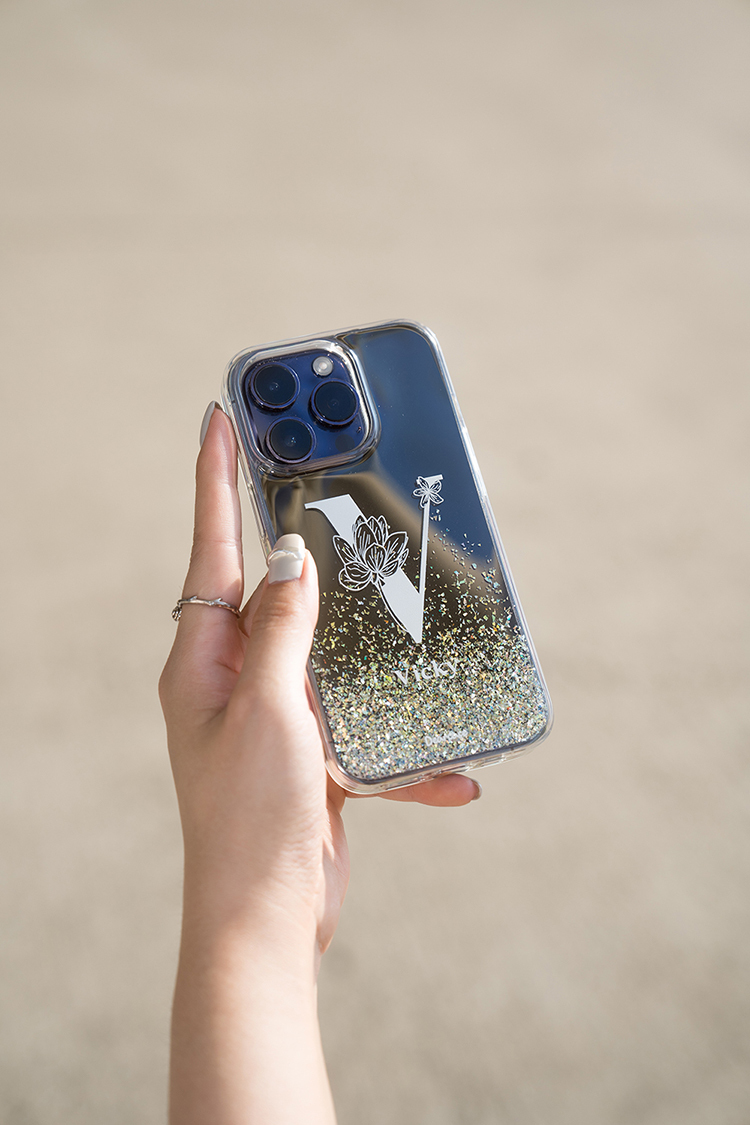 閃耀鏡面殼(黑) - 大字陪襯 - (訂製名字) iPhone客製化手機殼