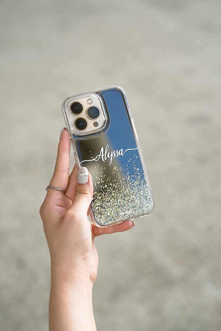 閃耀鏡面殼(黑) - 妳的姓名 - (訂製名字) iPhone客製化手機殼