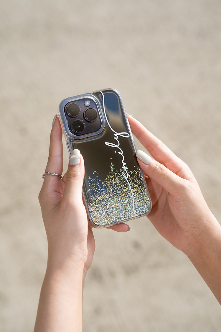 閃耀鏡面殼(黑) - 珍藏小香 - (訂製名字) iPhone客製化手機殼