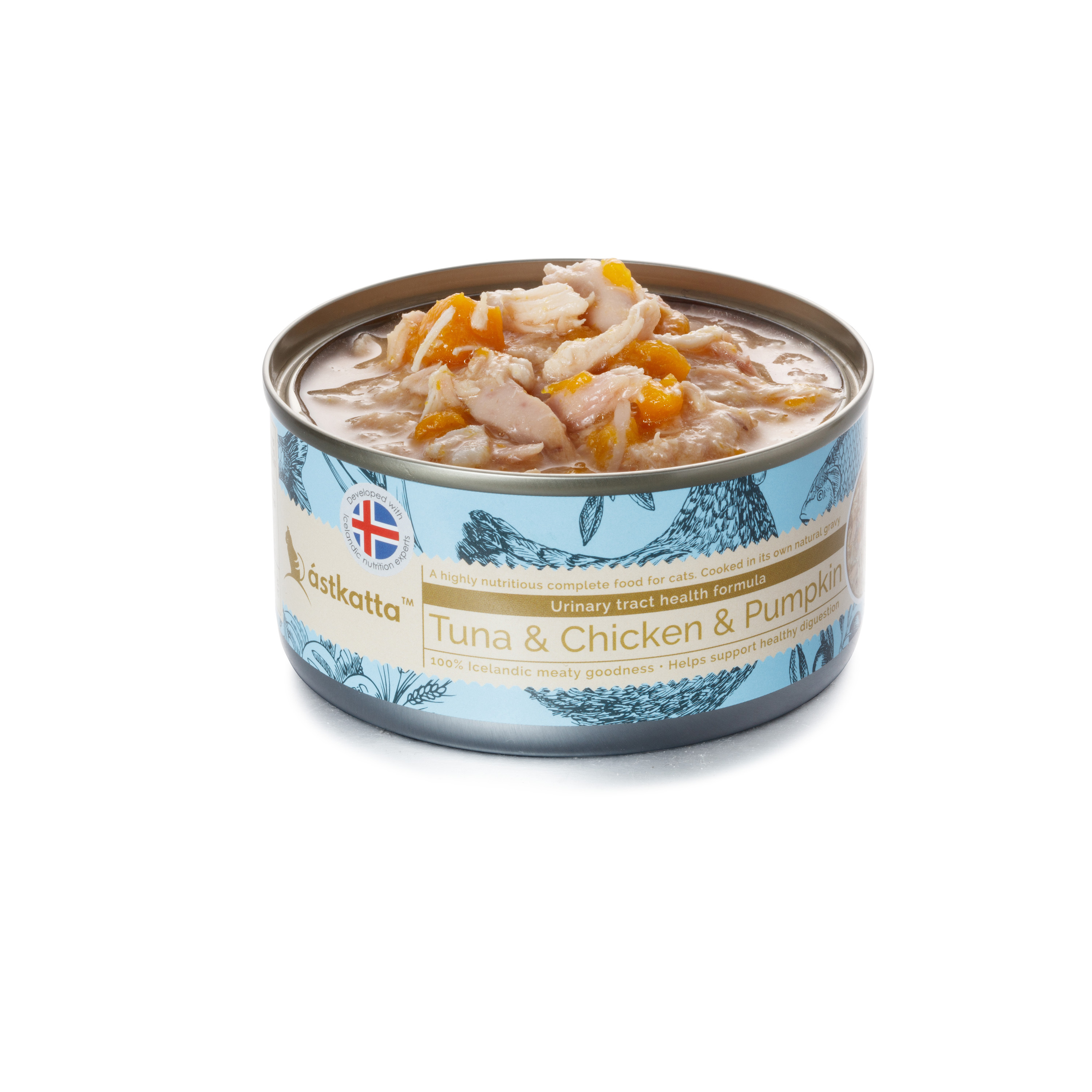 Astkatta – 白鰹吞拿雞肉南瓜泌尿系統友善配方 (低磷) Tuna & Chicken & Pumpkin 80g