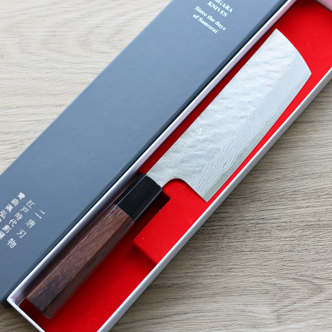 二唐刃物 菜切 165mm VG10 磨鎚目