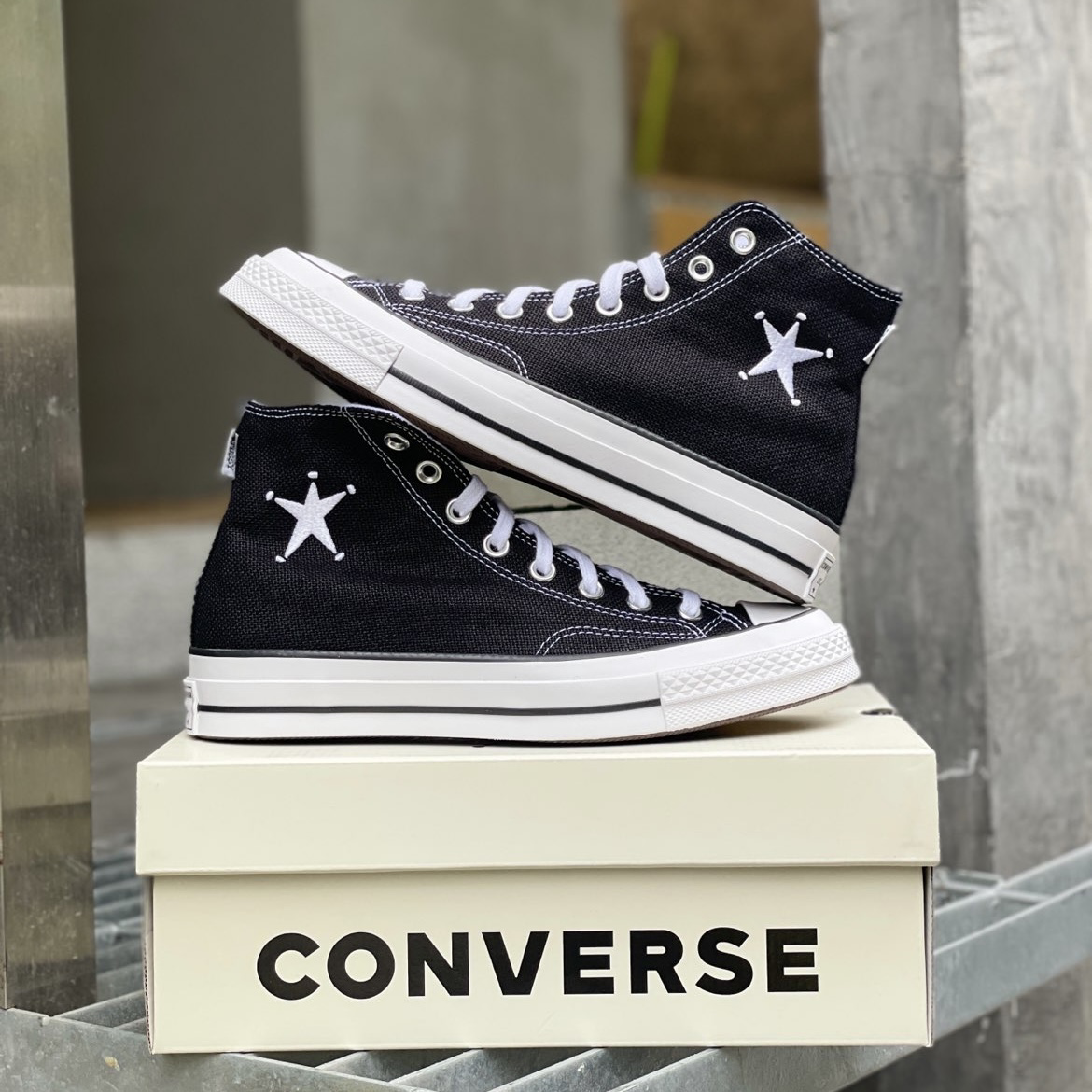 Converse 1970 x Stüssy 聯名 黑色 高筒 經典 休閒鞋 男女同款 (A01765C)