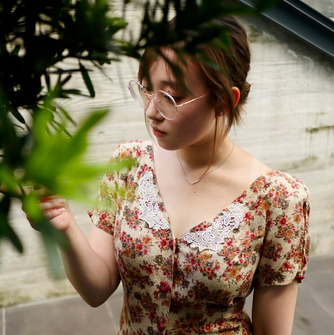 Joni Blair復古色花花圖案古著連身裙