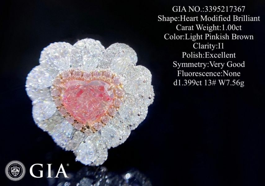 GIA 一克拉粉鑽 18K戒指兩用款