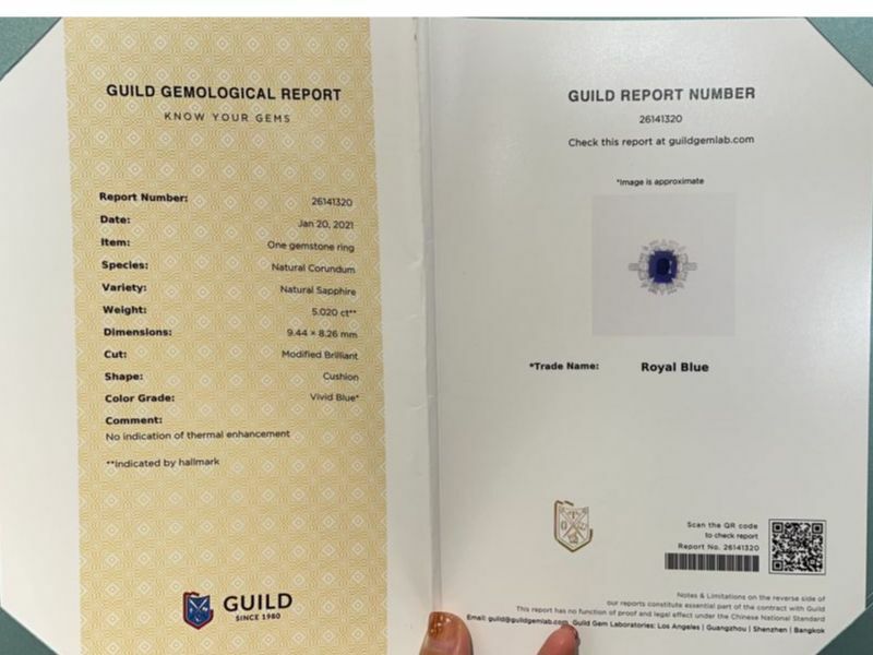 5.02ct 無燒皇家藍藍寶戒指
