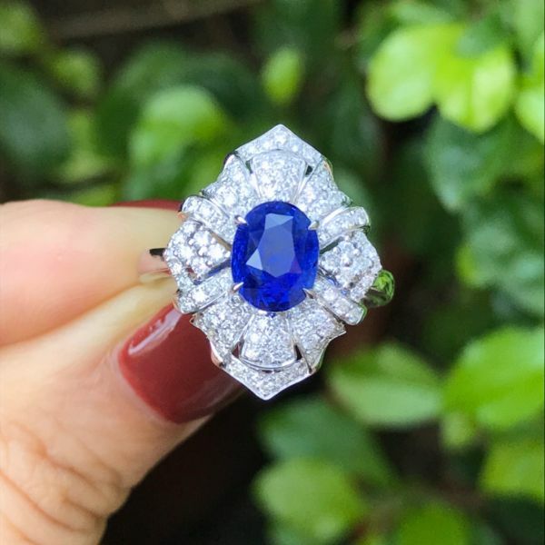 2ct 18K無燒皇家藍戒指吊墜兩用款