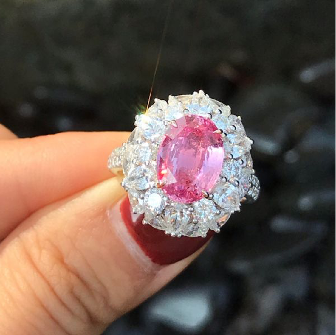 3.26ct 粉橙色帕帕拉恰戒指