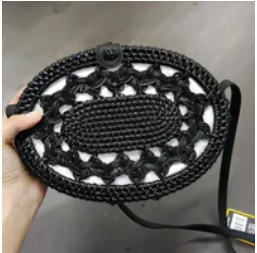 [S] SHELTERCAST SC22-2-23-000-006 RATTAN BAGS FOR WOMEN BLACK FAUX LEATHER STRAP,BLACK,(FINAL SALE) 810128850216 (SZZ226)