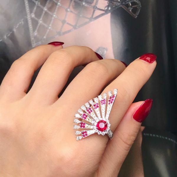 18K戒指 1.12ct GRS天然緬甸鴿血紅