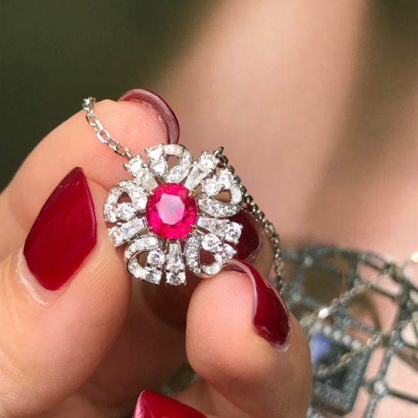 1.5ct 18K無燒鴿血紅吊墜