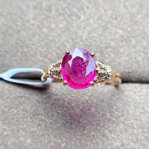 18k真金真鑽 碧璽戒指 送證書