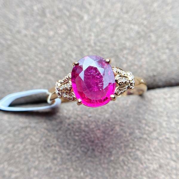 18k真金真鑽 碧璽戒指 送證書