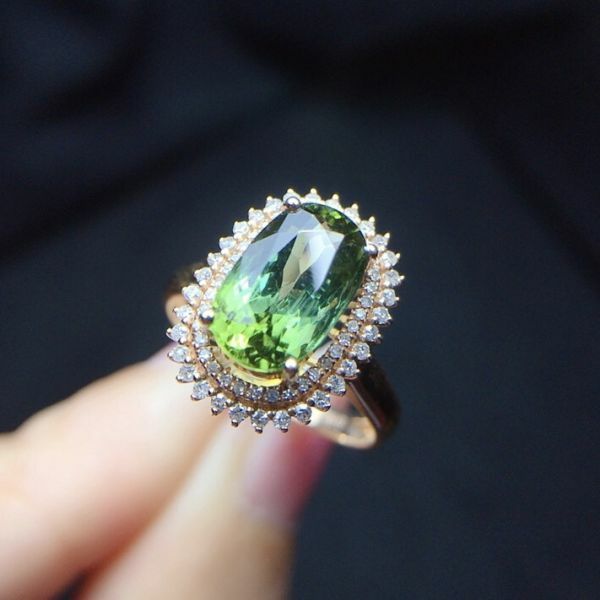 18k真金真鑽 碧璽戒指 送證書