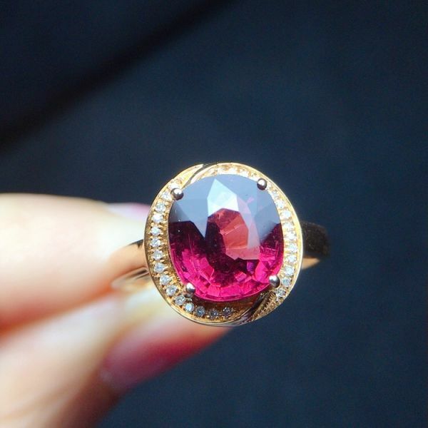 18k真金真鑽 碧璽戒指 送證書