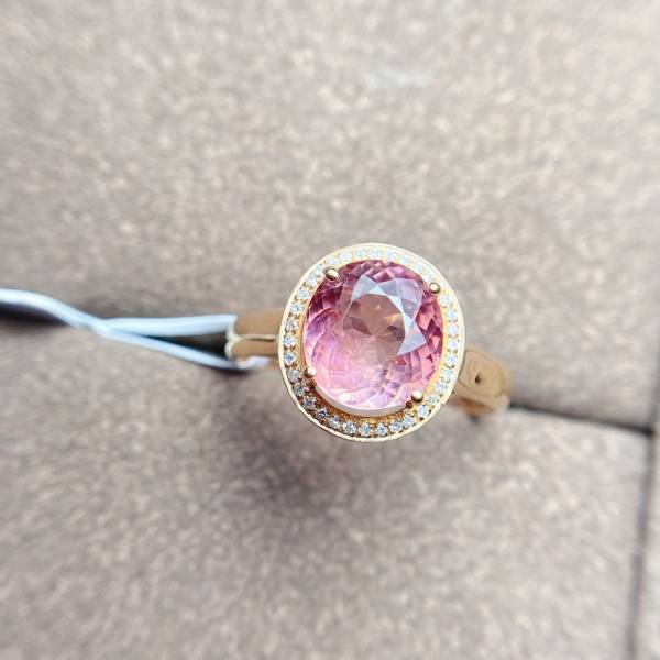 18k真金真鑽 碧璽戒指 送證書