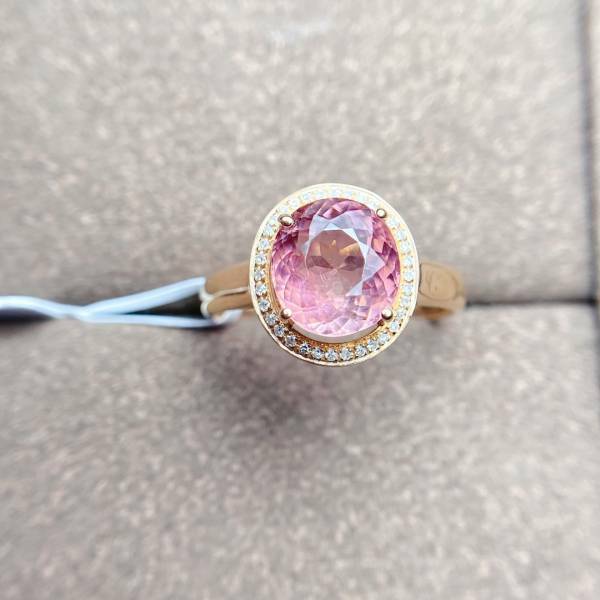 18k真金真鑽 碧璽戒指 送證書