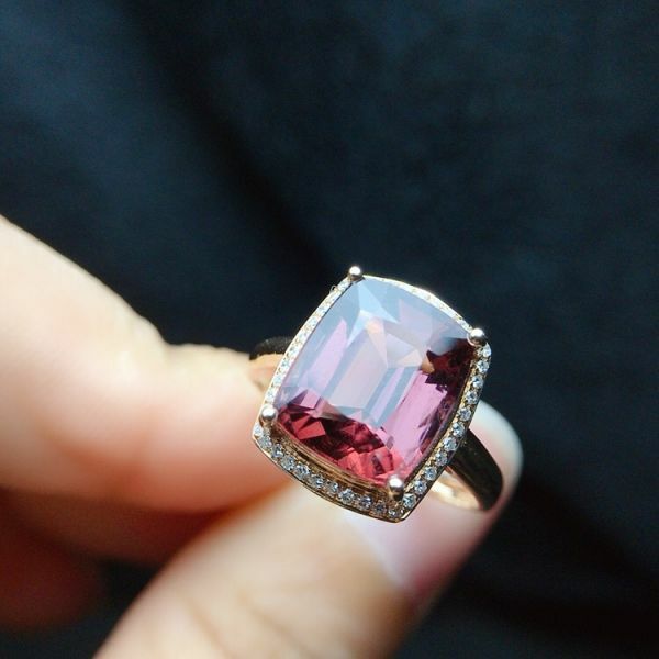 18k真金真鑽 碧璽戒指 送證書