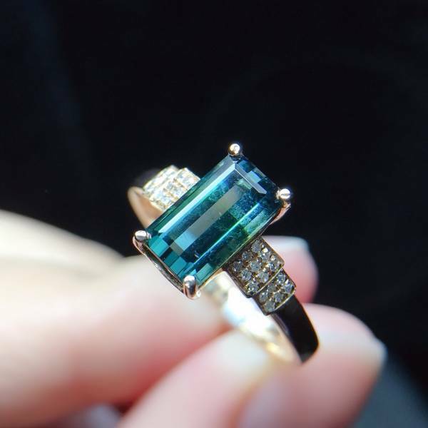 18k真金真鑽 碧璽戒指 送證書