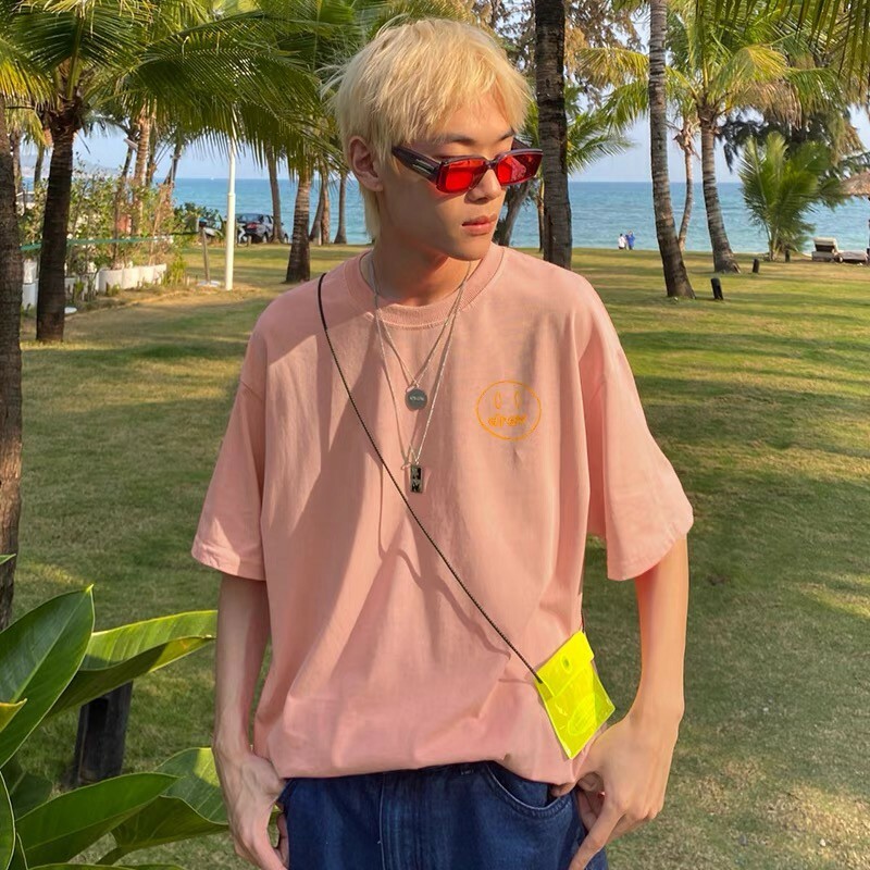 Drew House 限定款 刺繡笑臉Logo 玫瑰粉短袖 Sketch Mascot Embroidery T-Shirt