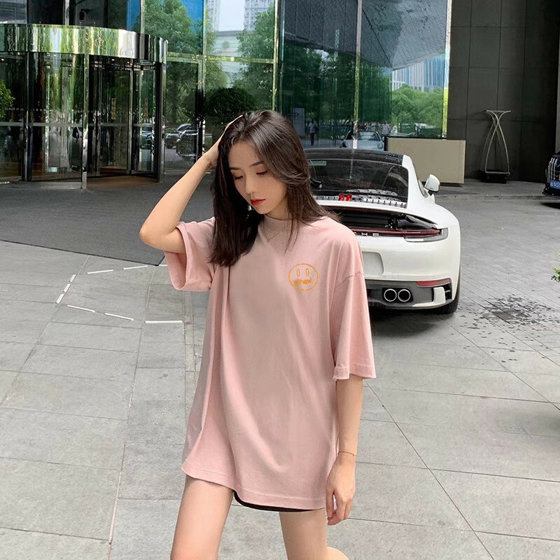 Drew House 限定款 刺繡笑臉Logo 玫瑰粉短袖 Sketch Mascot Embroidery T-Shirt