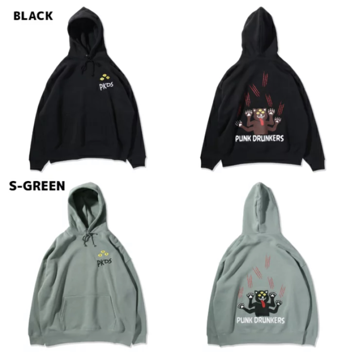 預訂2023/9月 PUNK DRUNKERS パンクドランカーズ CAT’S BIGパーカ⚠️⚠️熱賣款‼️落單前請先PM查詢貨源
