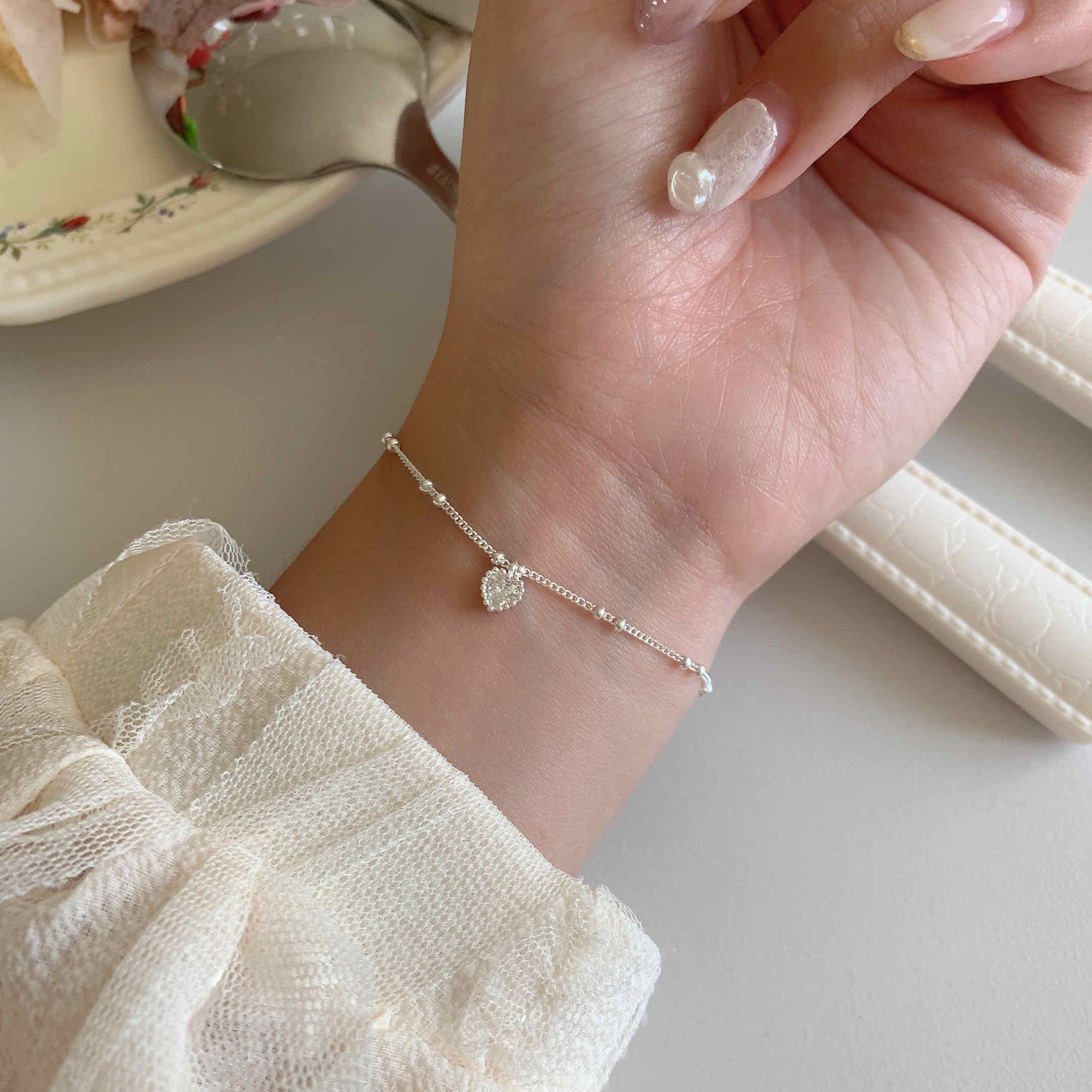 🇰🇷925 silver 愛心鑽手鍊｜2 color