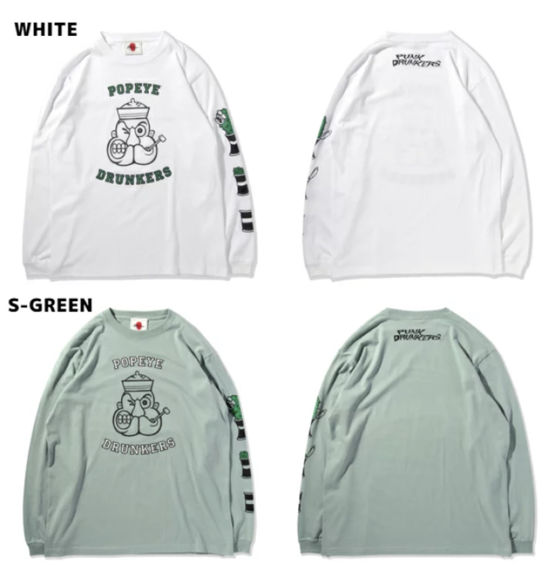 預訂2023/9月 PUNK DRUNKERS パンクドランカーズ [PDSxPOPEYE]ポパイドランカーズロンTEE ⚠️⚠️熱賣款‼️落單前請先PM查詢貨源