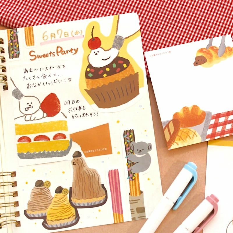 Furukawashiko Memo Pad－ Sweets and Snacks Animals Series (Japanese Stationery Brand)