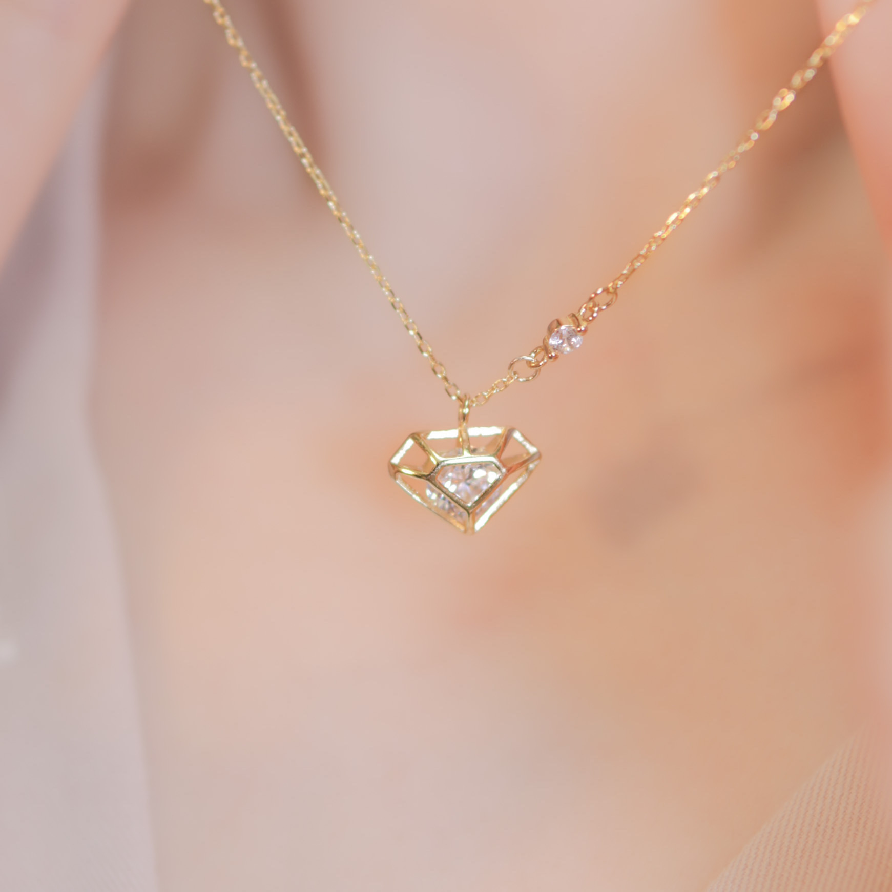 | 925純銀・ 白金 | 心心駐點項鍊 (銀/金) | NE0783 |