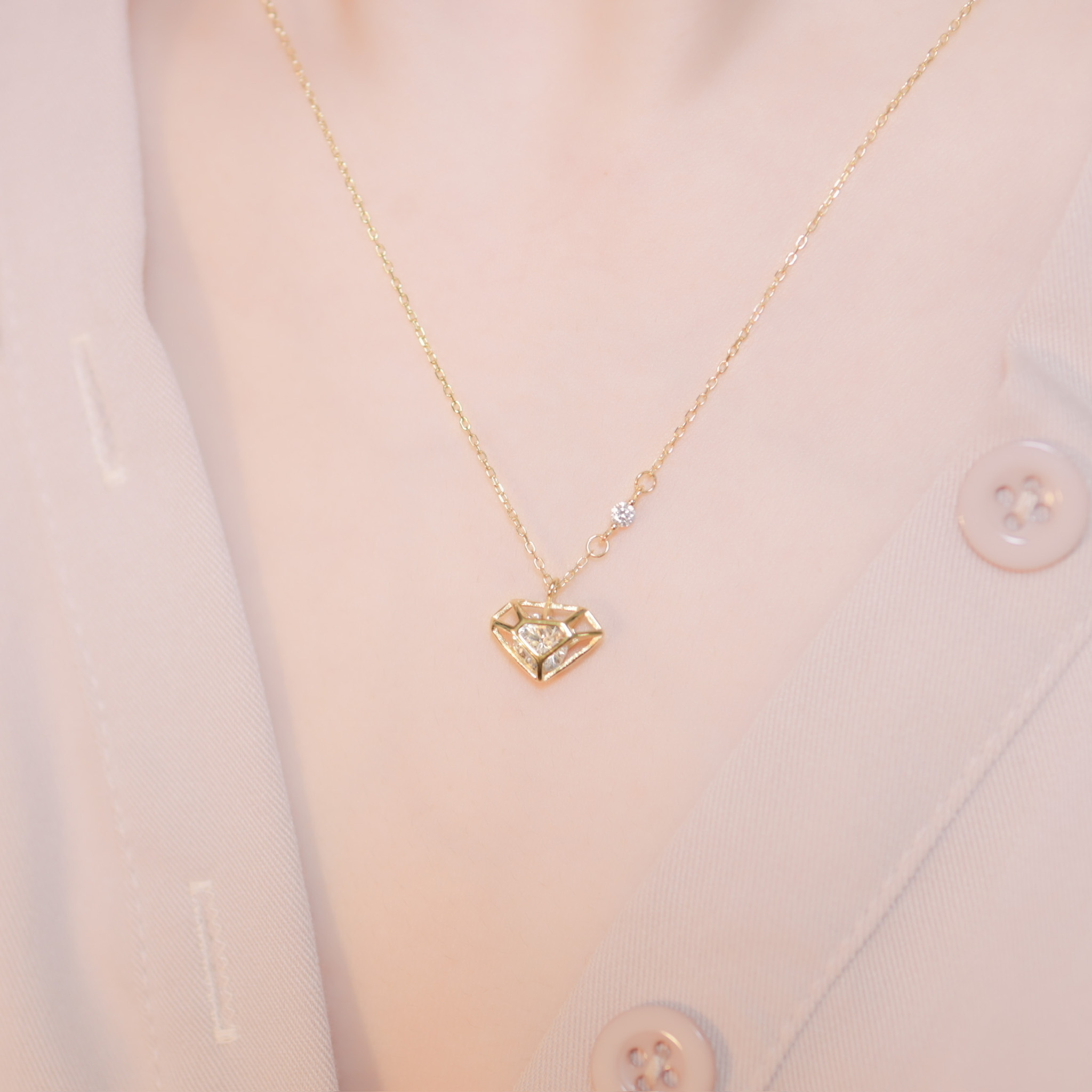 | 925純銀・ 白金 | 心心駐點項鍊 (銀/金) | NE0783 |