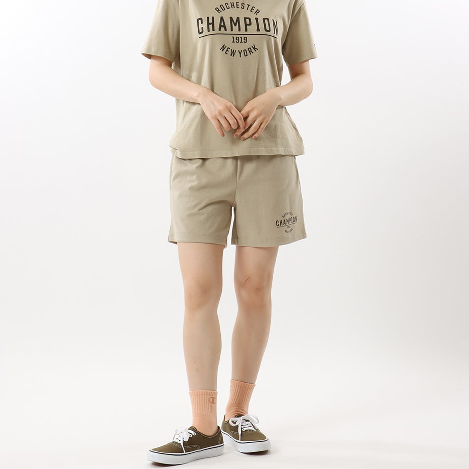 女款-BASIC 美式校園風印花短褲-淺褐色（ CW-X503-785）