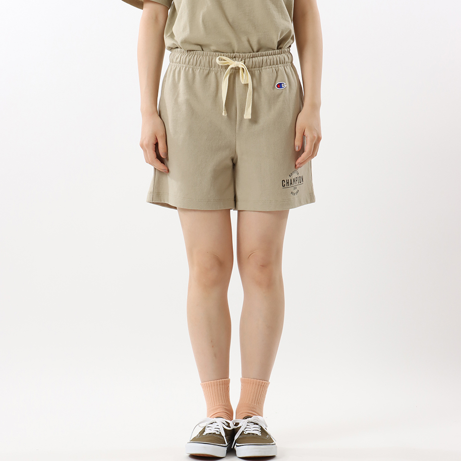 女款-BASIC 美式校園風印花短褲-淺褐色（ CW-X503-785）