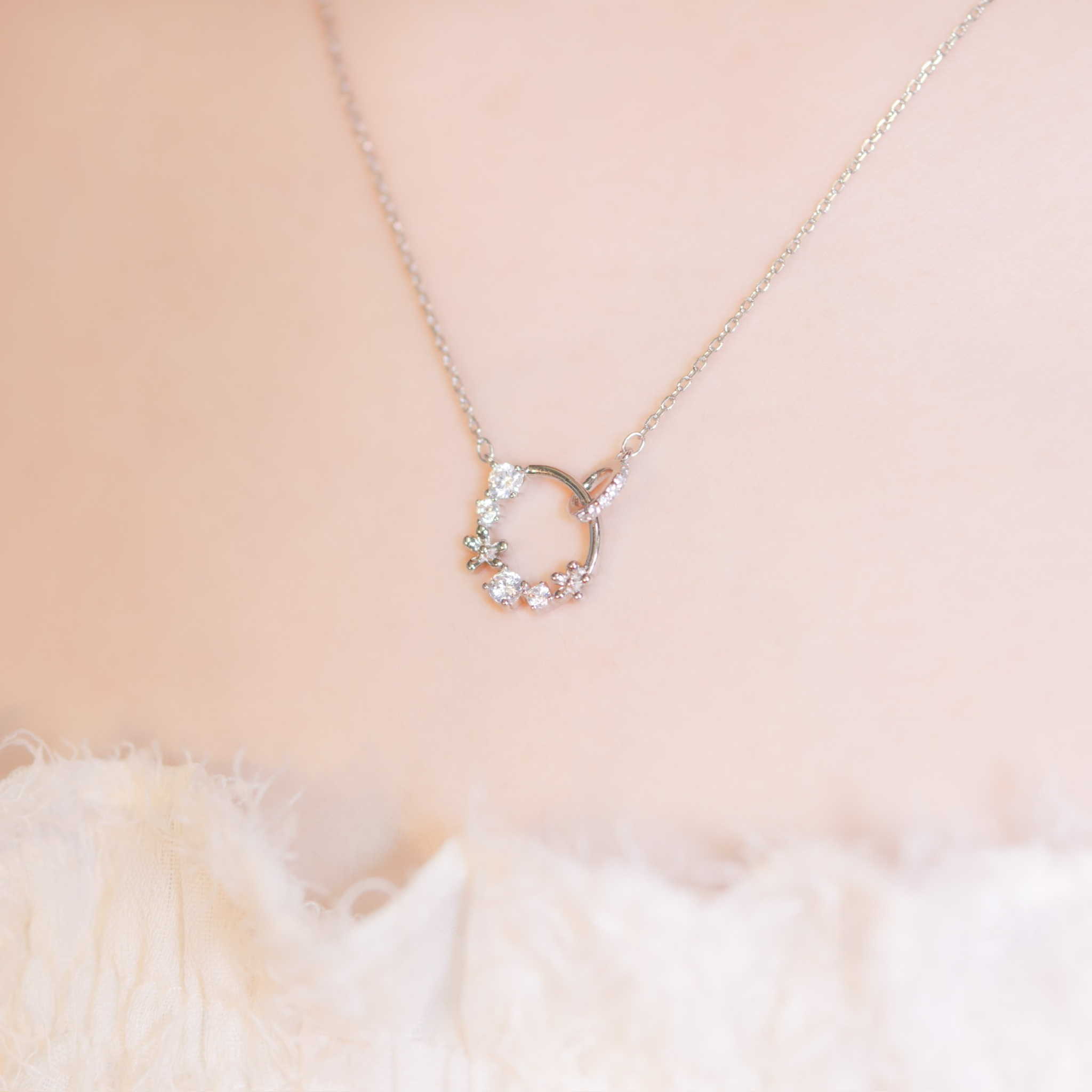 | 999足銀・白金・玫瑰金 | 花花繞夢項鍊  (銀/玫瑰金) | NE0683 |