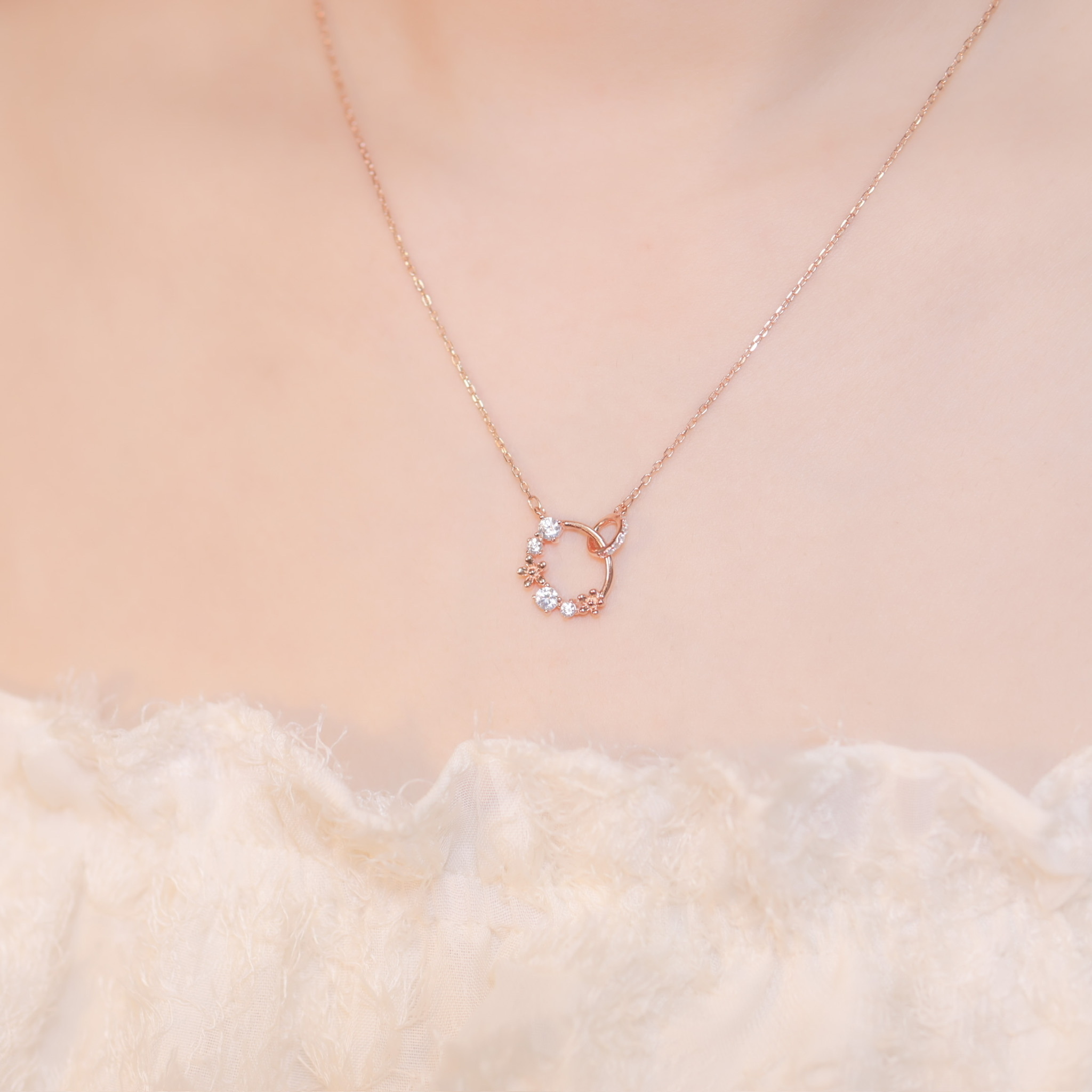 | 999足銀・白金・玫瑰金 | 花花繞夢項鍊  (銀/玫瑰金) | NE0683 |