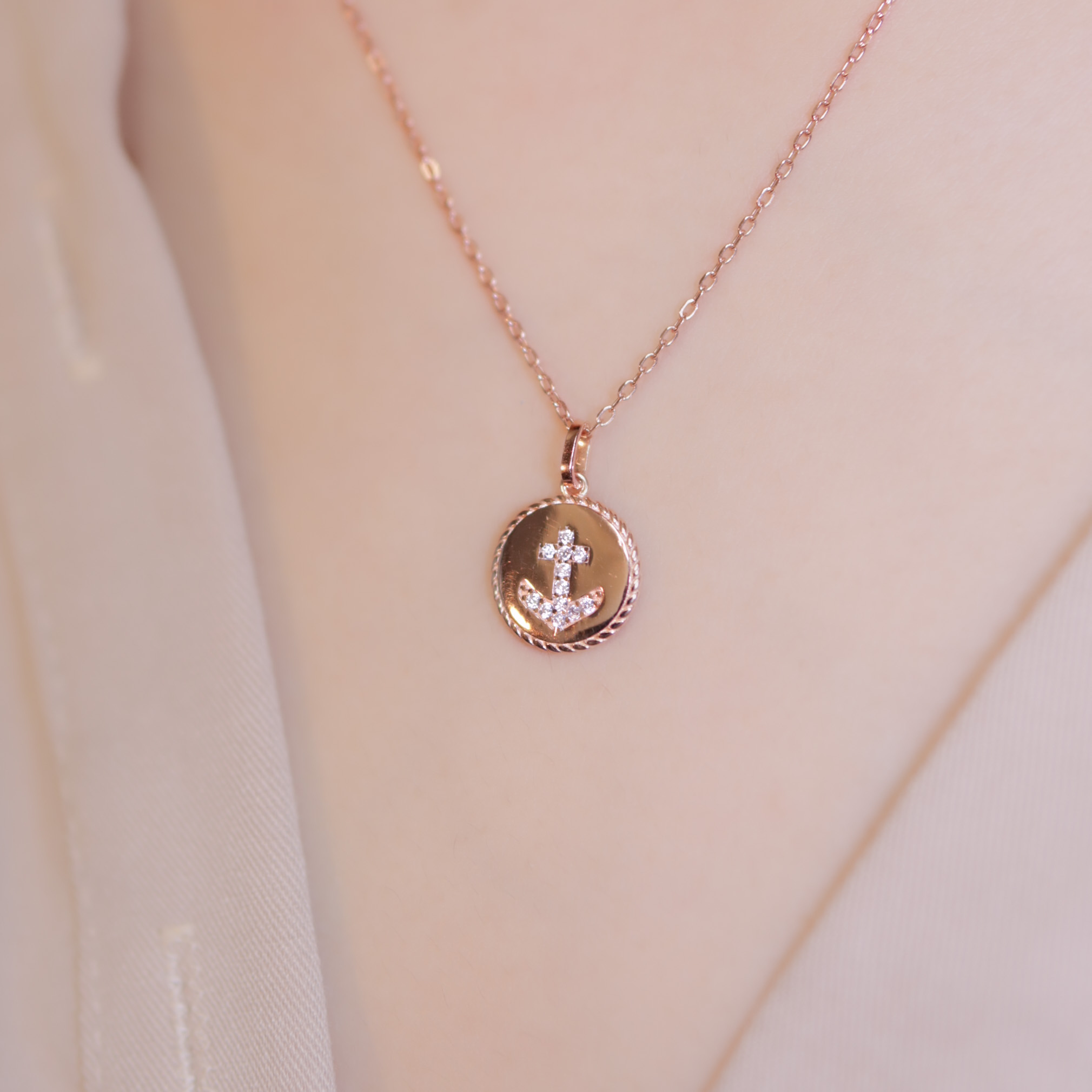 | 925純銀・ 玫瑰金  | 船錨印記項鍊 | NE0444 |