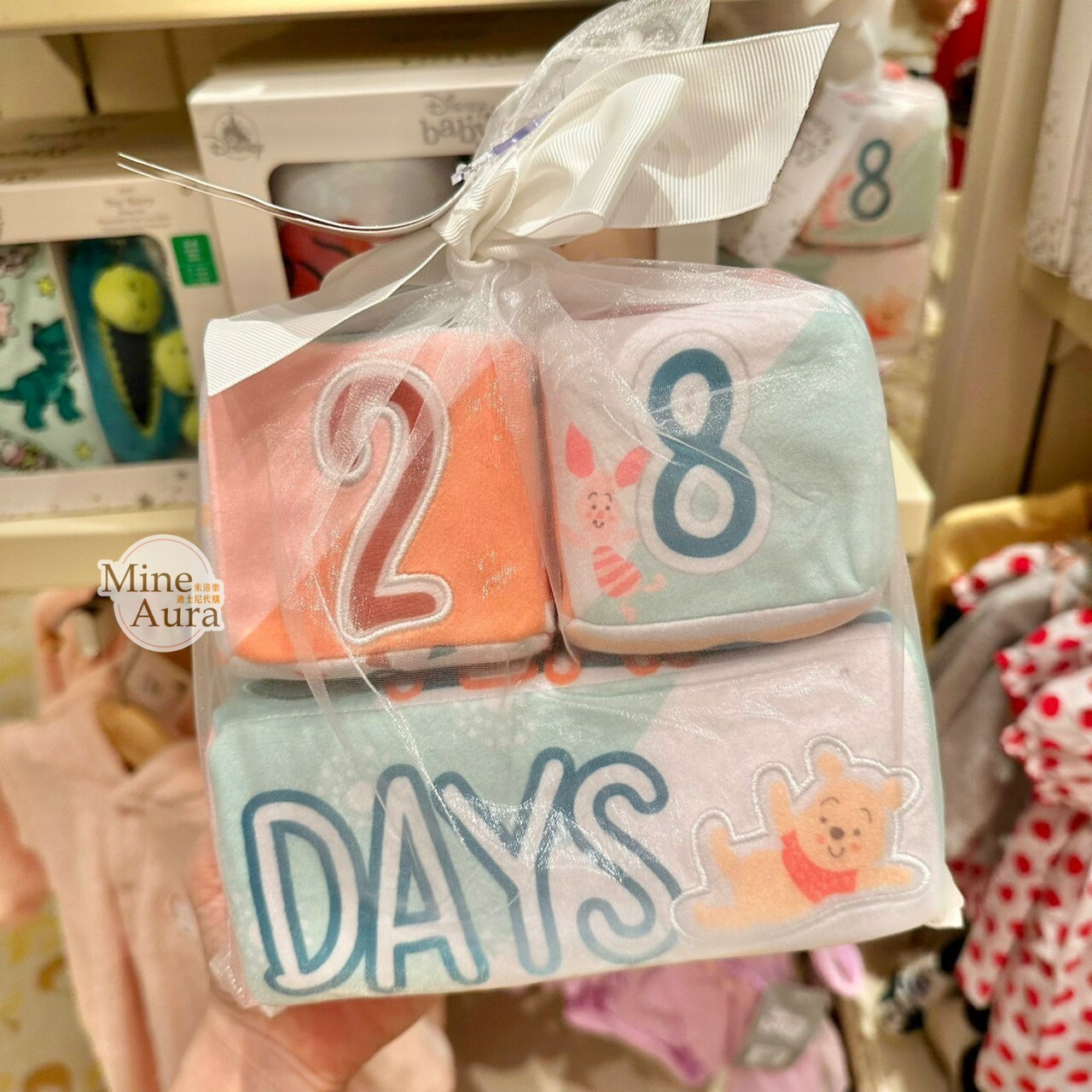 小熊維尼 Winnie the Pooh 寶寶滿月紀錄 拍照道具 絨毛積木 嬰兒用品 -香港迪士尼樂園