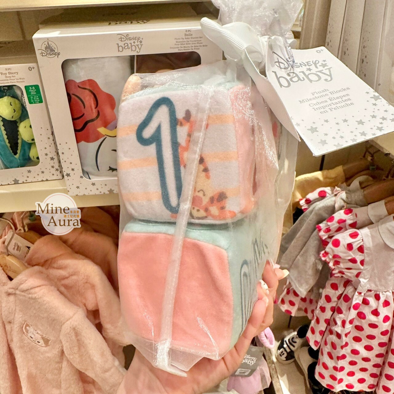 小熊維尼 Winnie the Pooh 寶寶滿月紀錄 拍照道具 絨毛積木 嬰兒用品 -香港迪士尼樂園