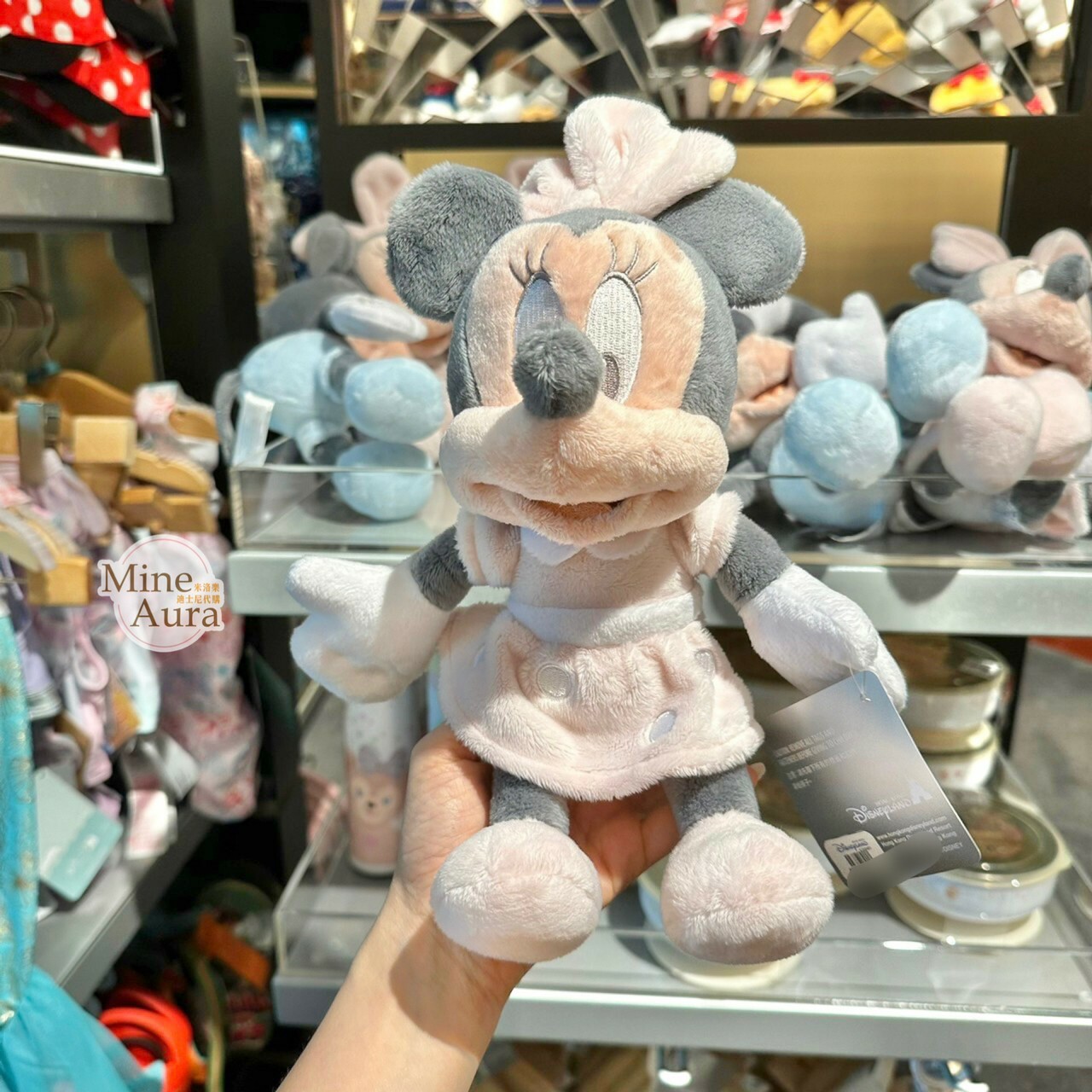 米妮 Minnie 寶寶粉色 絨毛 搖鈴 安撫 娃娃 玩偶 嬰兒用品 -香港迪士尼樂園