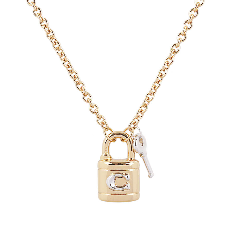 【COACH】C Logo 鎖頭及鑰匙造型項鍊