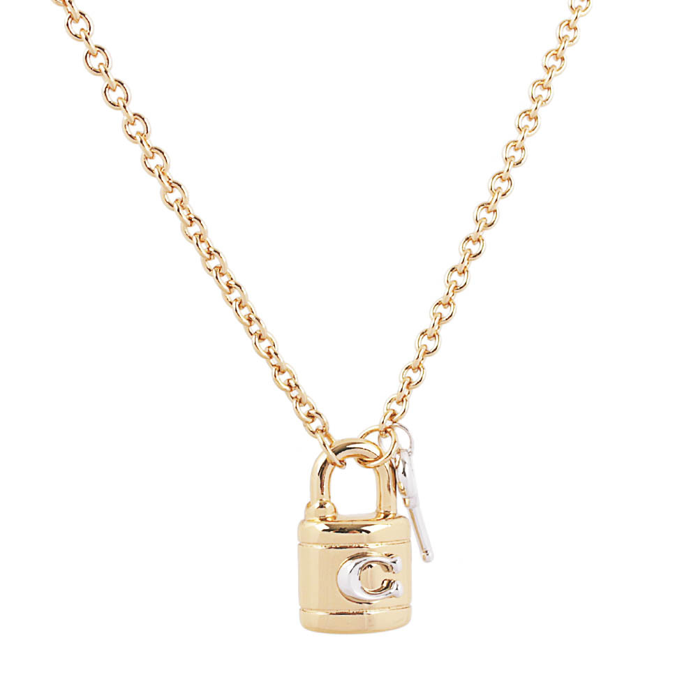 【COACH】C Logo 鎖頭及鑰匙造型項鍊(金色/銀色) CD857 A31
