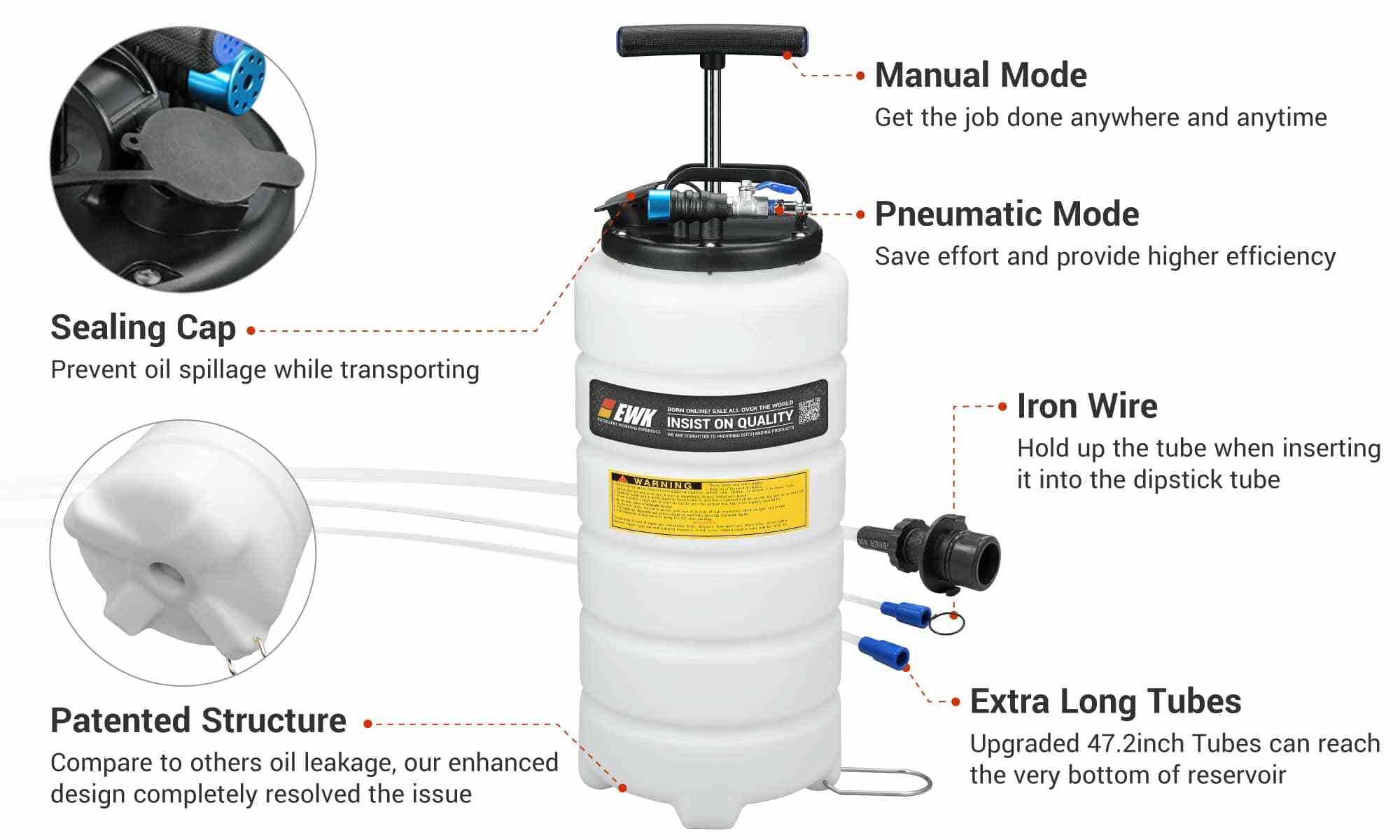 15L Pneumatic / Manual Oil Extractor Pump | EWK