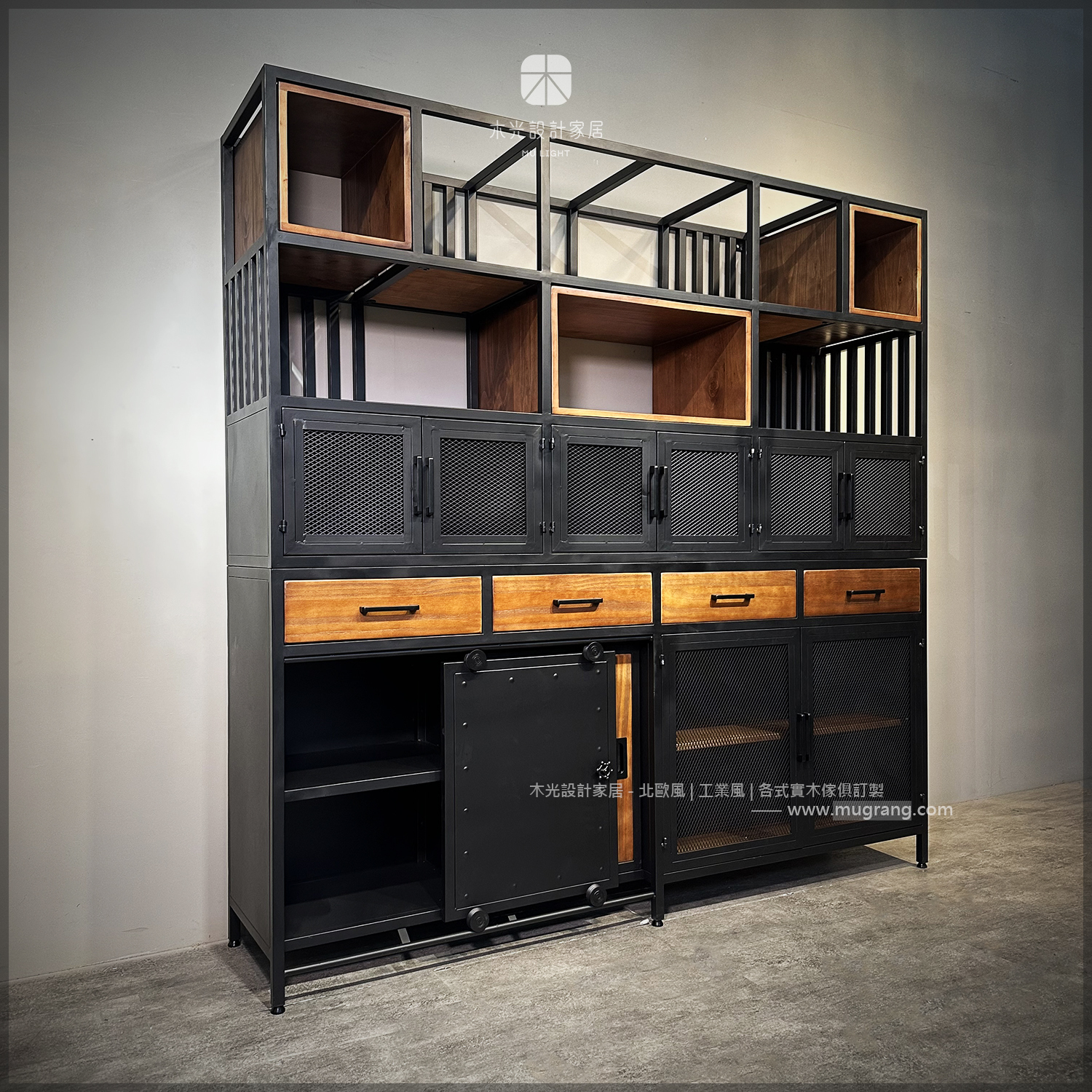 LOFT多格滑門收納櫃置物架|可訂製