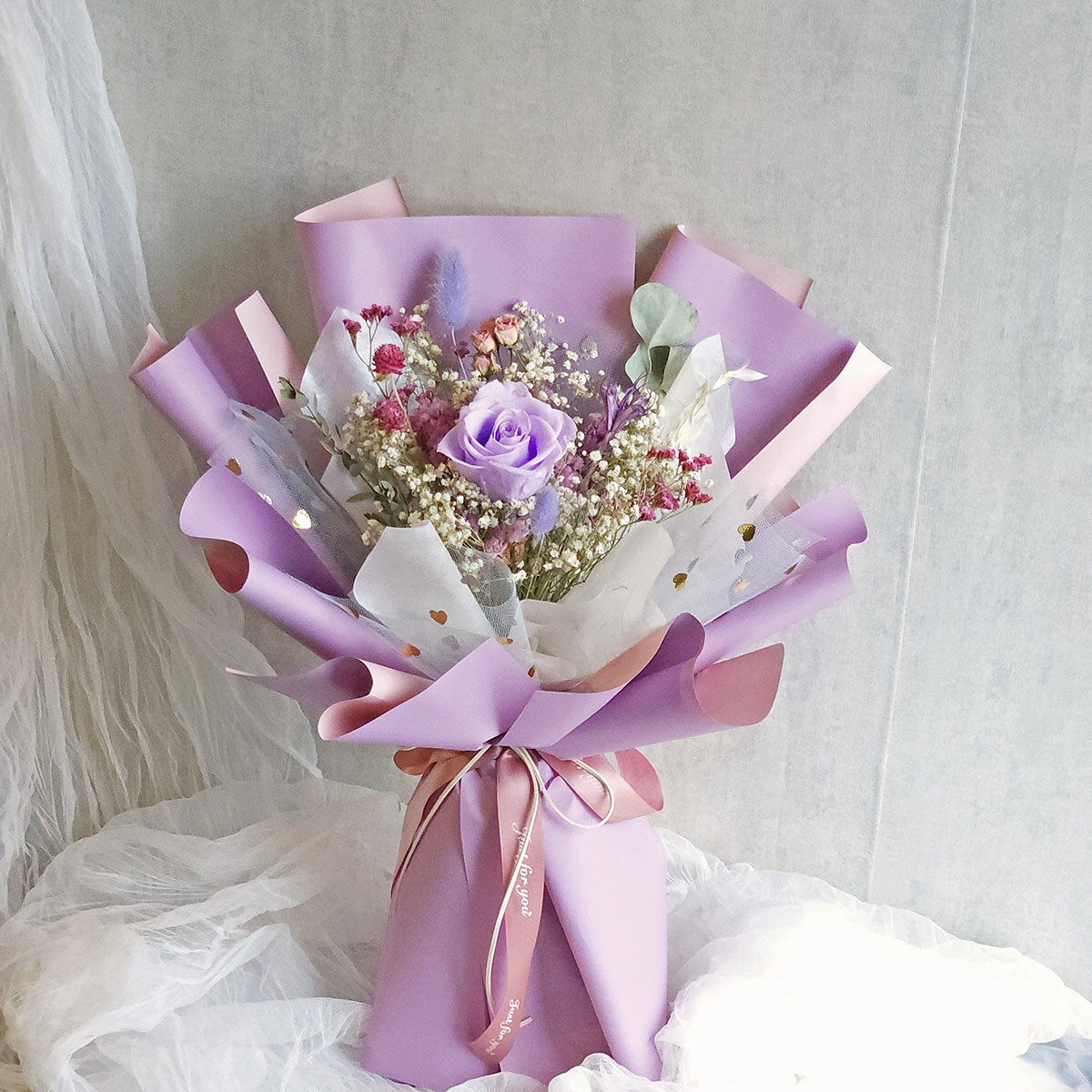 G94｜紫色系永生玫瑰花束