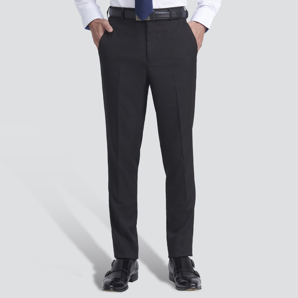 修身彈性平面西裝褲-兩色