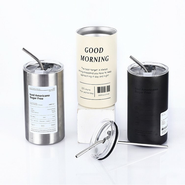 《1277》簡約INS大容量不鏽鋼吸管杯350ml/600ml