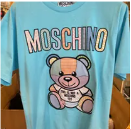 [S] MOSCHINO COLORFUL BIG TEDDY BEAR PRINT T-SHIRT,BLUE, DV07070441-2333 (SM581)