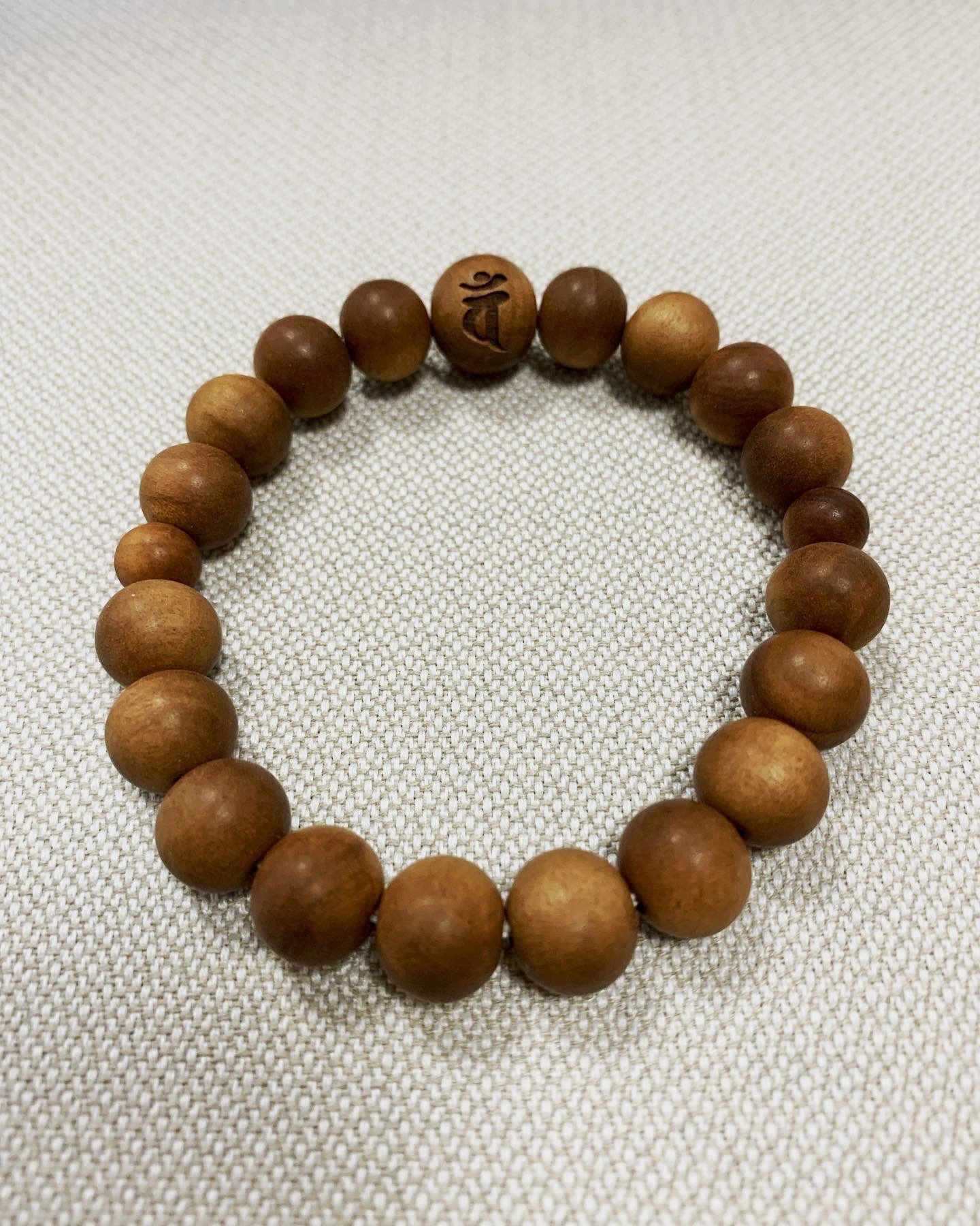 老山白檀 梵字彫（大日如來）手串珠