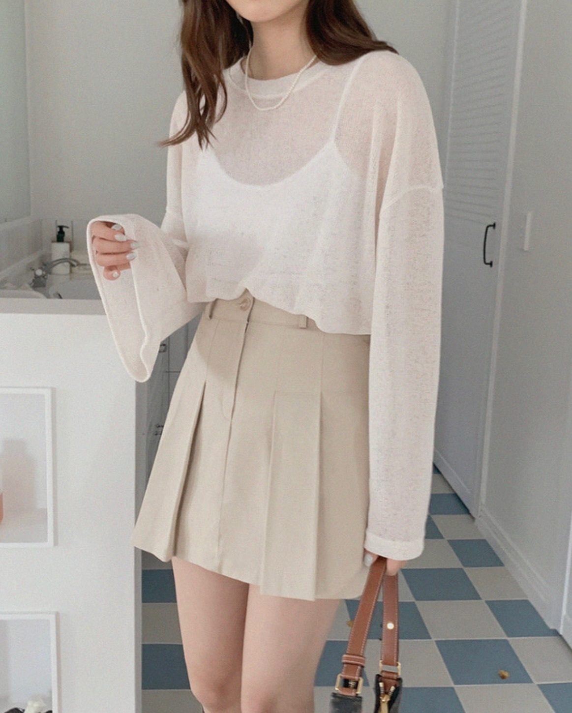 【優惠現貨】韓國闊袖透視薄針織上衣（4色）