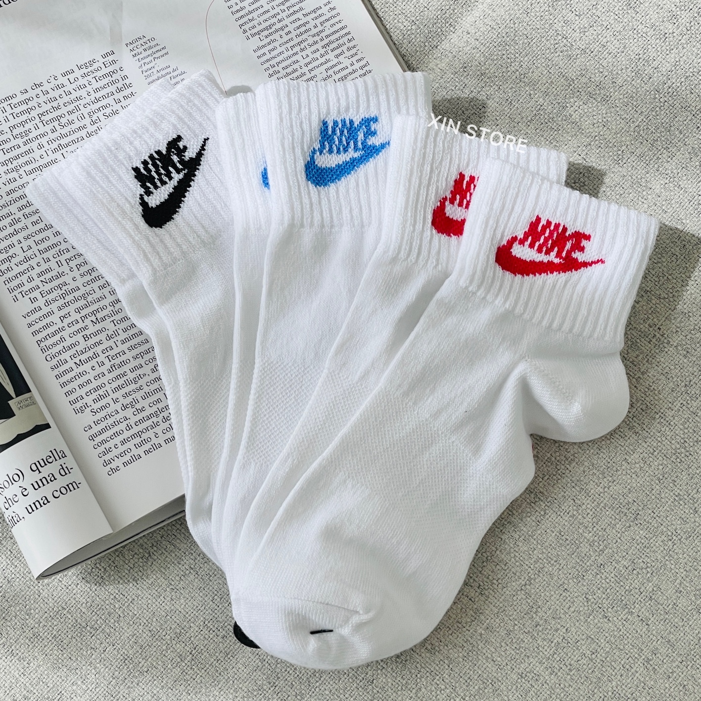 【現貨】Nike Everyday Essential Logo Socks 字勾 襪子 中筒襪 三雙一組