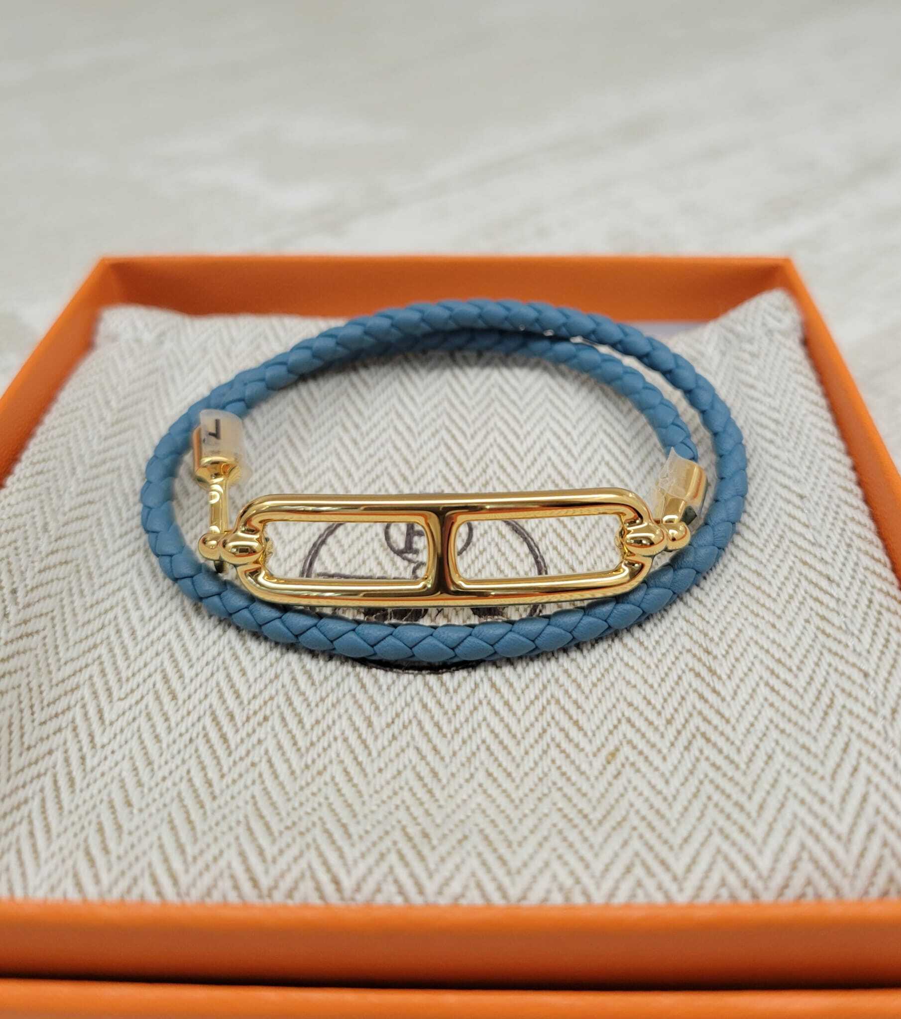 Hermes roulis double tour BLEU JEAN F 牛仔藍金